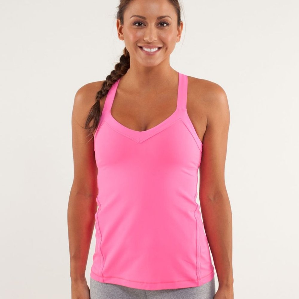 Lululemon Run: Mile A Minute Tank Pinkelicious Hot Pink  8